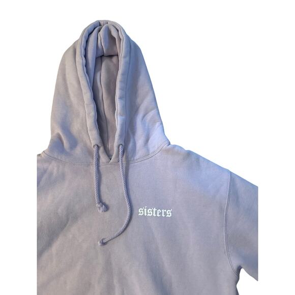 Women M Sisters Apparel Purple Pullover Sweatshirt Hoodie Cotton Logo Printed - Picture 2 of 5
